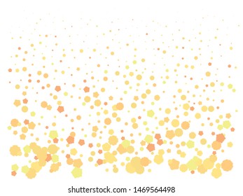 Beautiful shiny falling crackers. Stylish element of your design. Vector illustration layout. Gold colored abstract confetti festive happy chaotic decor.