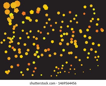 Beautiful shiny falling crackers. Vector illustration effect. Stylish element of your design. Gold colored abstract confetti festive happy chaotic decor.
