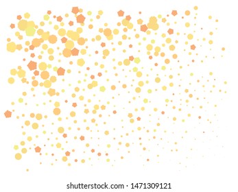Beautiful shiny falling crackers. Vintage element of your design. Vector illustration art. Gold colored abstract confetti festive happy chaotic decor.