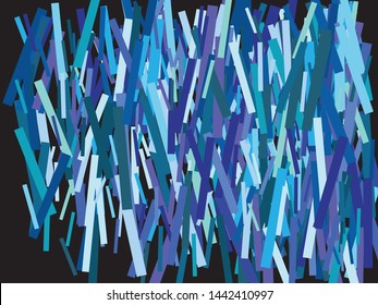 Beautiful shiny falling rectangles. Vector illustration poster. Graphic element of design. Blue colored abstract confetti festive happy chaotic decor.