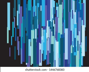 Beautiful shiny falling rectangles. Vector illustration poster. New element of design. Blue colored abstract confetti festive happy chaotic decor.