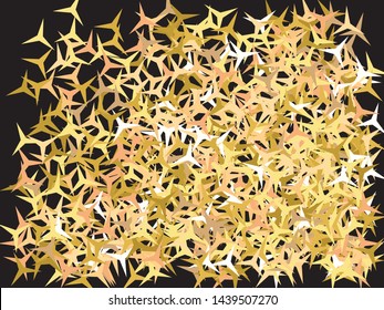 Beautiful shiny falling stars. New glitter design's elements. Vector illustration surprise. Gold colored geometric confetti festive happy chaotic decor.