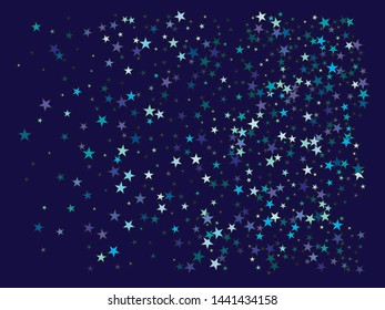 Beautiful shiny falling stars. Random glitter design's elements. Vector illustration effect. Blue colored geometric confetti festive happy chaotic decor.