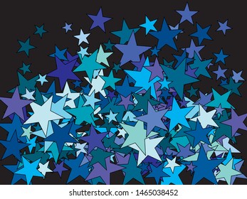 Beautiful shiny falling stars. Stylish glitter design's elements. Vector illustration object. Blue colored geometric confetti festive happy chaotic decor.