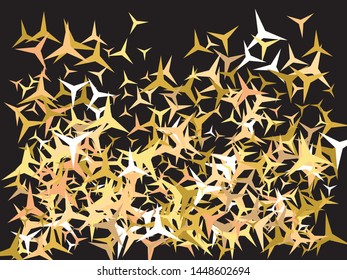 Beautiful shiny falling stars. Vector illustration art. Vintage glitter design's elements. Gold colored geometric confetti festive happy chaotic decor.
