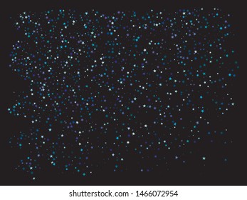 Beautiful shiny falling stars. Vector illustration poster. Graphic glitter design's elements. Blue colored geometric confetti festive happy chaotic decor.