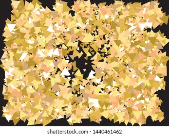 Beautiful shiny falling triangles. Vector illustration object. Vintage design's elements. Gold colored geometric confetti festive happy chaotic decor.