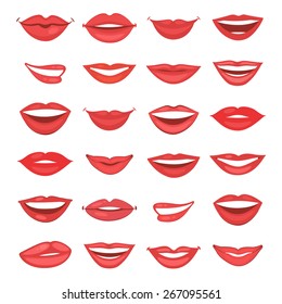 Beautiful shiny female lips collection in vector format