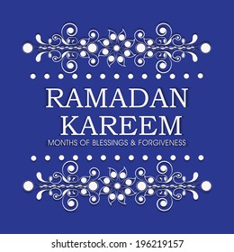 Beautiful shiny floral design decorated greeting card for holy month of Muslim community Ramadan Kareem. 