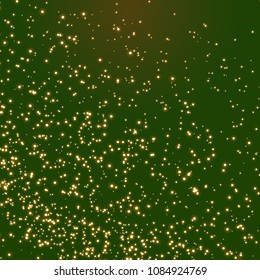 Beautiful and shiny golden glitter wallpaper and background design. Golden sparkle on a green backdrop. Decorative background.