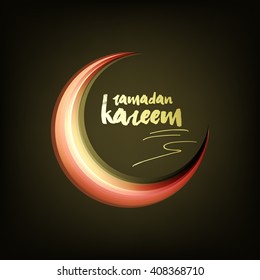 Beautiful and shiny moon wallpaper design with creative text for holy month of Muslim's Community Festival Ramadan Kareem.
