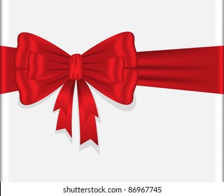 beautiful shiny red bow on a horizontal ribbon