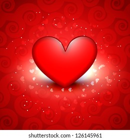 fondo vectorial de corazón rojo brillante