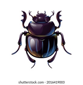 Beautiful Shiny Scarab Beetle Top View Stock Vector (royalty Free 