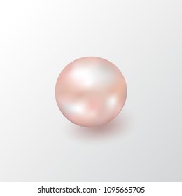 Beautiful shiny sea pearl. Spherical beautiful 3D orb with transparent glares and highlights. Jewelry gemstones. Isolated vector illustration on white background.
