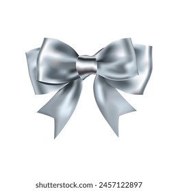 Beautiful shiny white or gray bow vector for Christmas, Valentine's Day, birthday, Valentine's Day gift.