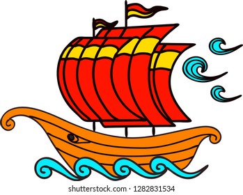 Beautiful ship cartoon