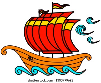 Beautiful ship cartoon