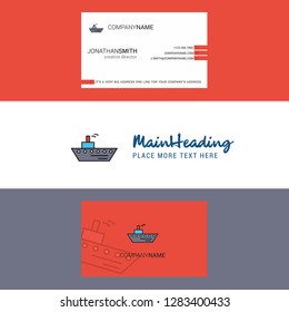 Beautiful Ship Logo and business card. vertical Design Vector