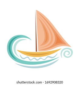 Beautiful ship and sea. Vector illustration