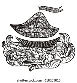 Beautiful ship. Vector illustration.