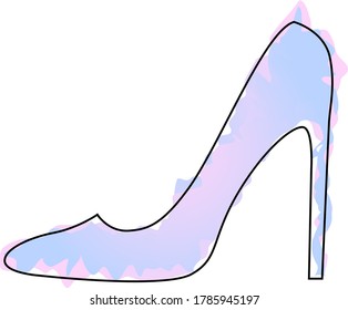 Beautiful shoes of gentle purple color, sketch, imitation of watercolor, simple flat vector illustration