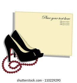 Beautiful shoes with a red beads on a white background