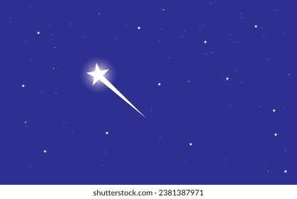 Beautiful shooting star. Stardust and bright shining stars in universal. Vector illustration. 