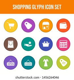 Beautiful shopping glyph round circle icon set