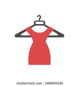 Beautiful short red dress icon. Vector illustration