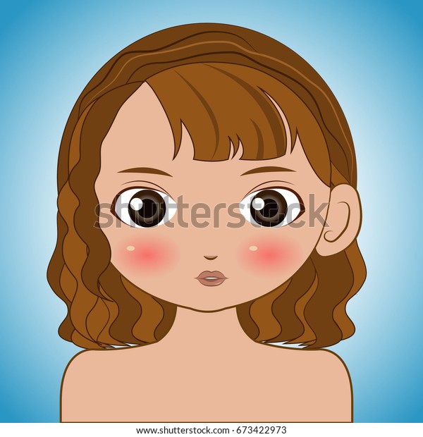 Beautiful Short Wavy Hair Girl Big Stock Vector Royalty Free