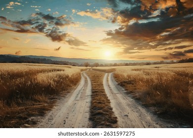 A beautiful shot of a mountain road under the sunlight