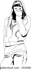 Beautiful shy girl standing