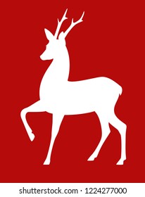 beautiful side view standing deer silhouette - christmas theme vector decorative design