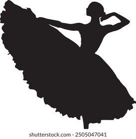 Beautiful Silhouette of a Ballet Dancer Spreading Her Legs Gracefully