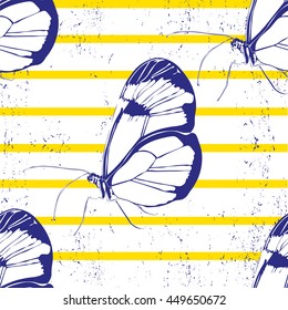 Beautiful silhouette butterfly.vector seamless background