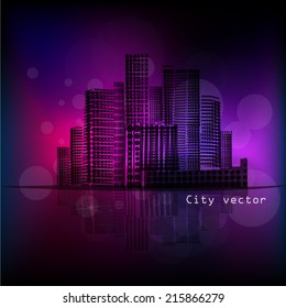 Beautiful silhouette of the city at night