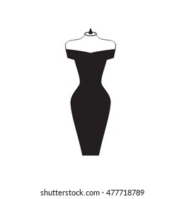 beautiful silhouette of a close fitting black dress with open shoulders,Vector illustration