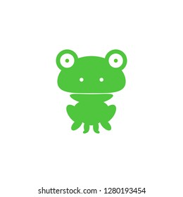 Beautiful silhouette design of a green frog on a white background