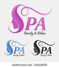 Beautiful silhouette female face behind letter S logo design. Suitable for spa, massage, salon, and cosmetic. Vector illustration