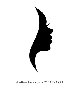 Beautiful silhouette girl, salon logo, woman face silhouette, face icon