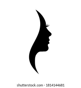 Hermosa silueta de niña de cabello, icono del logo - vector de stock