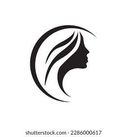 Beautiful silhouette hair girl, salon logo – stock vector