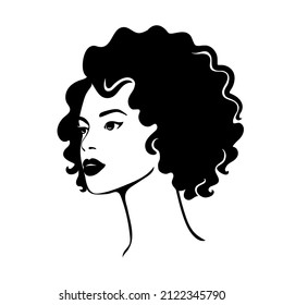 Beautiful silhouette of hairstyle for women. Female icon for beauty salon.  Vector illustration.