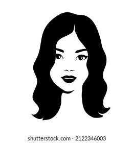 Beautiful silhouette of hairstyle for women. Female icon for beauty salon.  Vector illustration.