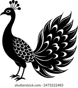 Beautiful silhouette peacock vector illustration.
