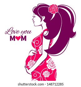 Beautiful silhouette of pregnant woman 