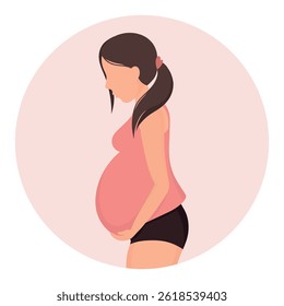 A Beautiful Silhouette Pregnant Woman. Flat vector illustration.