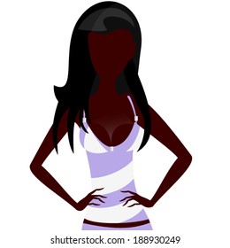 Beautiful silhouette in purple clothes