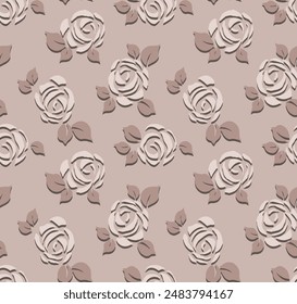 hermoso patrón de flores de rosa de silueta adecuado para diseño textil o decoración de pared